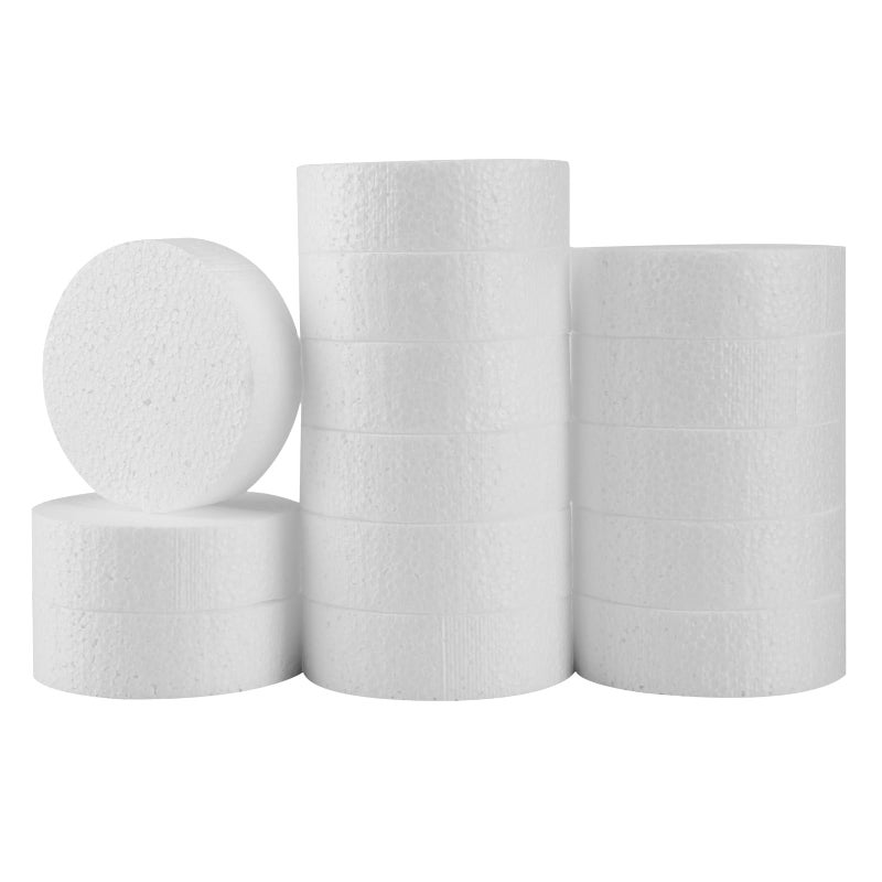 3 Inch 28-Pack Foam Circles for Crafts (1"" Thick), Polystyrene Round Foam Disc for DIY Projects, Cakes and Decorations, Sculpture, Modeling, Arts and Crafts Supplies.(White)